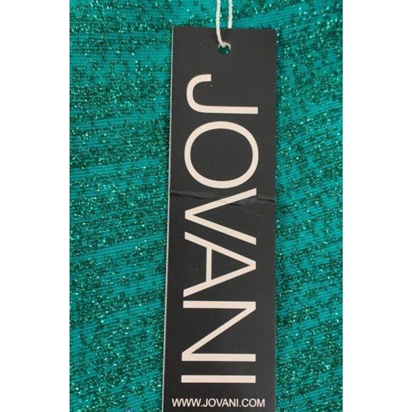 NWT Jovani Sz.2 Jade Green Glitter Knit Backless Mini Cocktail Party Dress - Picture 5 of 11